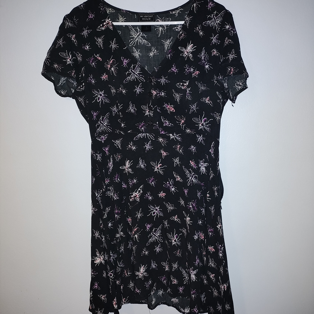 H&M Black and Purple Floral Blouse